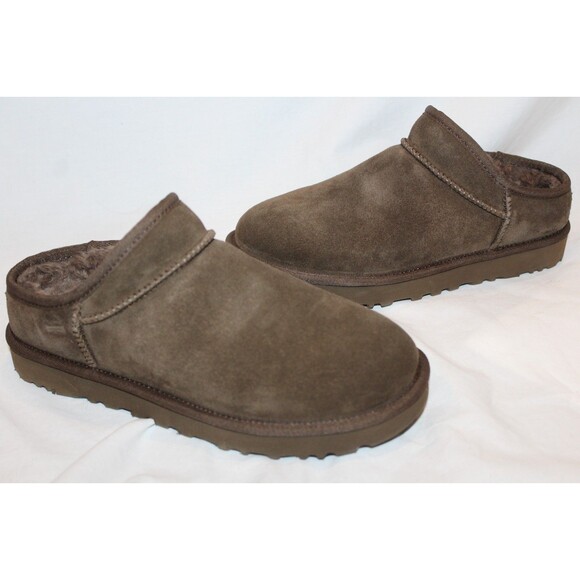 WOMEN'S CLASSIC UGG SUEDE SHEARLING LINED CLOG SLIPPERS BROWN SZ 8 NWOB - Picture 2 of 4